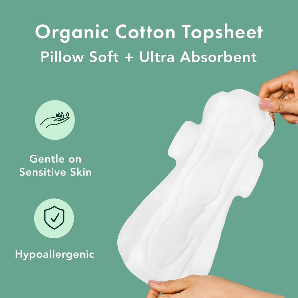 Rael Pads for Women, Organic Cotton Cover - Period Pads with Wings, Sanitary Napkins, Heavy Rael Au supplements