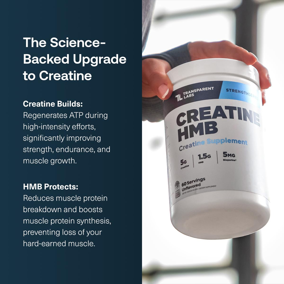 Transparent Labs Creatine HMB - Creatine Monohydrate Powder with HMB for Muscle Growth, Increased Strength, Enhanced Energy Output