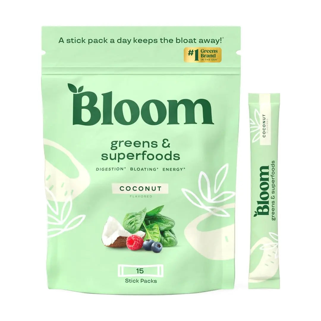 Bloom Nutrition Super Greens Powder Smoothie Mix, 15 Stick Packs - Probiotics Bloom Nutrition Au supplements