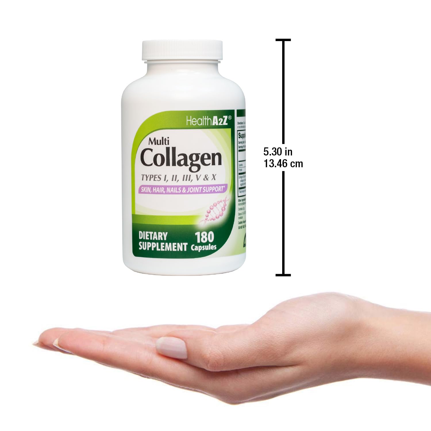HealthA2Z Multi Collagen pills 1735mg -180 collagen capsules (60 servings) - Types I, II, III, V & X for Healthy Skin, Hair, Nails & Joint Support