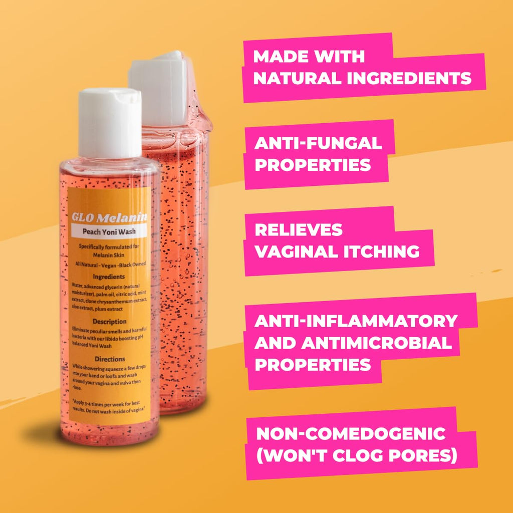 GLO Melanin Peach Yoni Wash with Aloe Vera, All Natural Feminine Wash for Women pH Balance Glo Melanin Au supplements