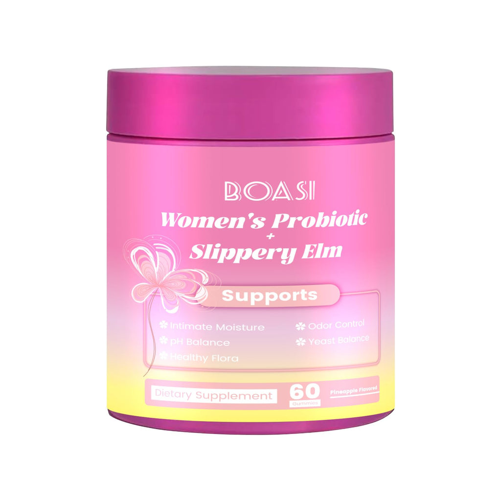 Boasi Women's Probiotics Slippery Elm Gummies,Her Juicy PH Balance,Vaginal Feminine Probiotics Pineapple Gummies,Digestive,Immune Health