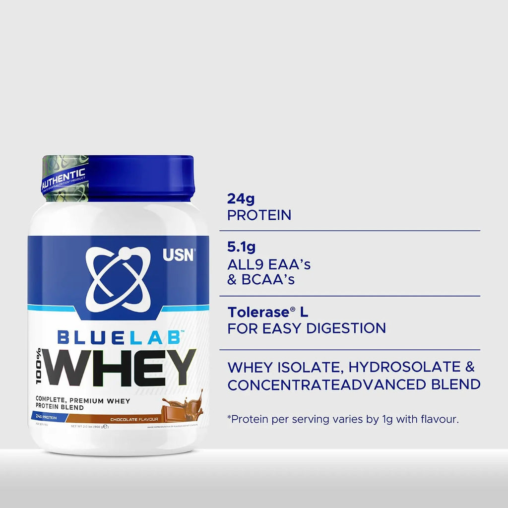 USN Blue Lab Whey Protein Powder: Chocolate - Whey Protein 2kg - Post-Workout USN Au supplements