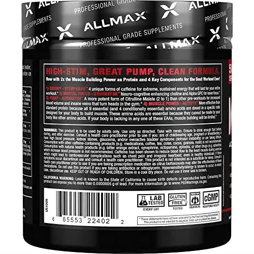 ALLMAX MUSCLEPRIME, White Raspberry - 266 g - Advanced Grade Pre-Workout ALLMAX Nutrition Au supplements