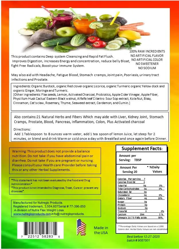 nutreglo 21 Day Rapid Detox and Fat Flush, All Natural Detox Cleanse Drink, Blood Detox Nutreglo Au supplements