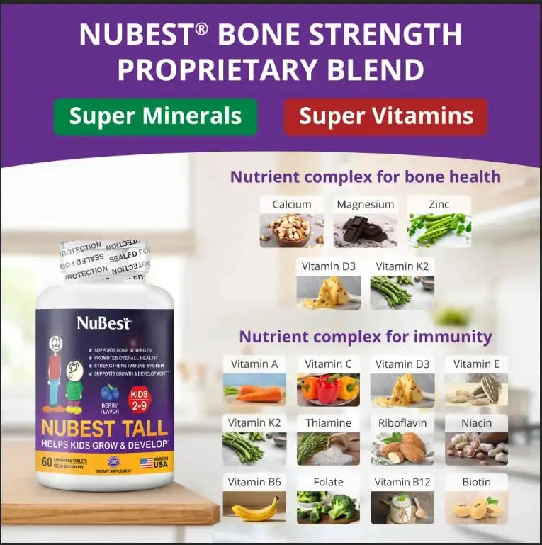 NuBest Tall Kids - Multivitamins & Minerals for Age 2 to 9 - Bone Strength & Immunity Support - Helps Kids, Toddlers Healthy NuBest Au supplements