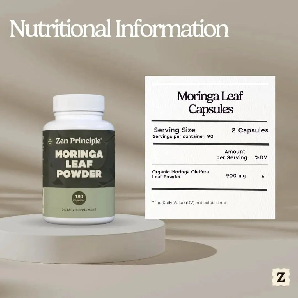 Zen Principle Organic Moringa Oleifera. Ultra-Premium. Provides an All Natural Energy Boost and Multi-Vitamin Zen Principle Au supplements