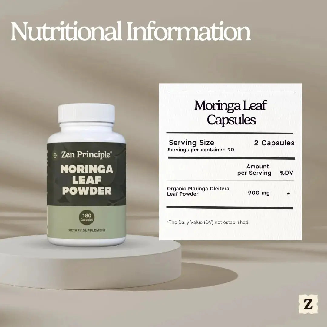 Zen Principle Organic Moringa Oleifera. Ultra-Premium. Provides an All Natural Energy Boost and Multi-Vitamin Zen Principle Au supplements