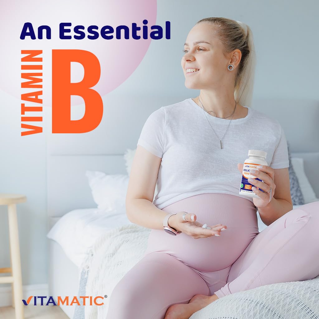 Vitamatic Folic Acid 1000 mcg (1 mg) - Vegetarian Tablets - 1667 mcg DFE - Vitamin B9 (240 Count (Pack of 1))