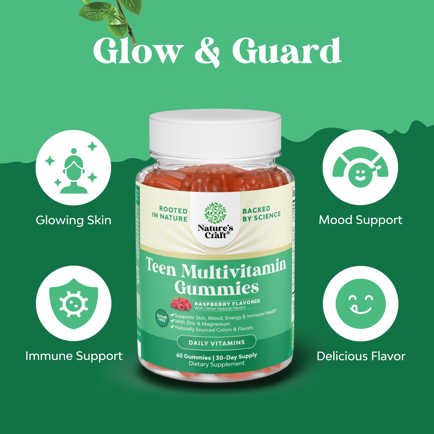 Teen Multivitamin Gummies 12-17 - Teen Boys & Girls Gummy Vitamins for Better Skin, Immune Strength, Mood & Energy Support - Teenage Girl & Boy Supplements