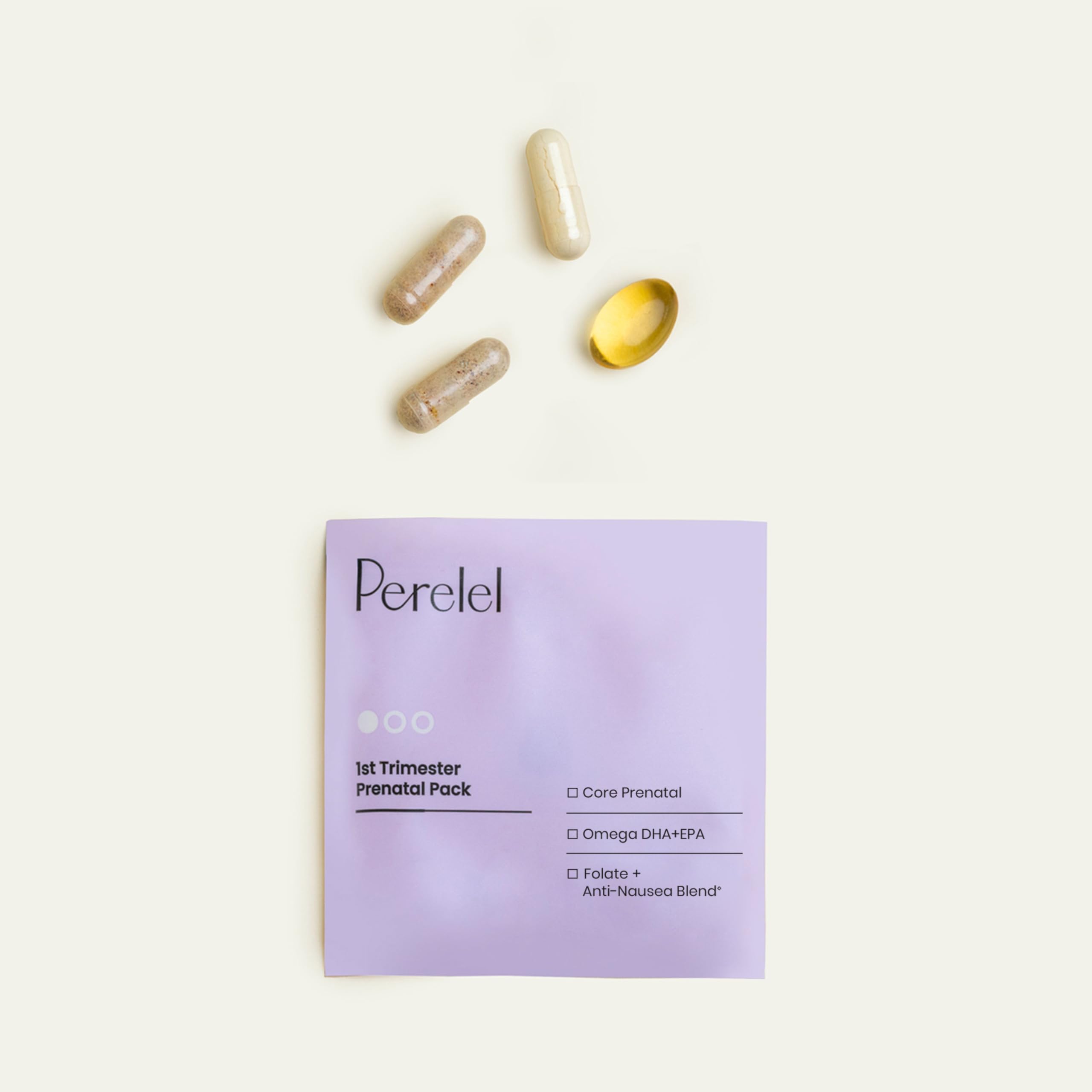 Perelel 1st Trimester Prenatal Pack, Multivitamin with Folate, Vitamin D, Omega 3, Iron & Ginger, Nutritional Support for Early Pregnancy