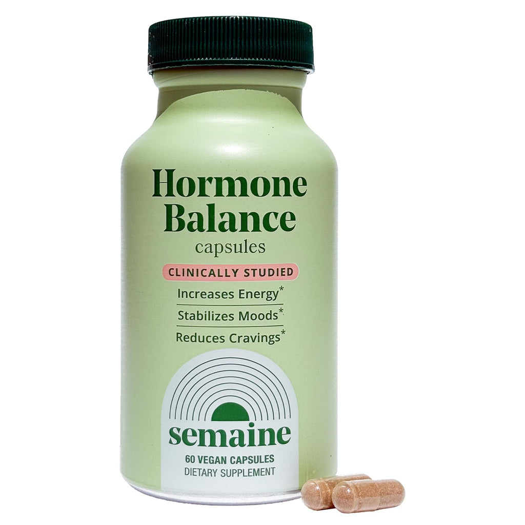 Semaine Hormone Balance – Clearer Skin, Enhanced Moods, Deeper Sleep & Happier Hormones. Hormone-Free, Vegan Capsule, Multi-Symptom Support (60 ct) Semaine Au supplements