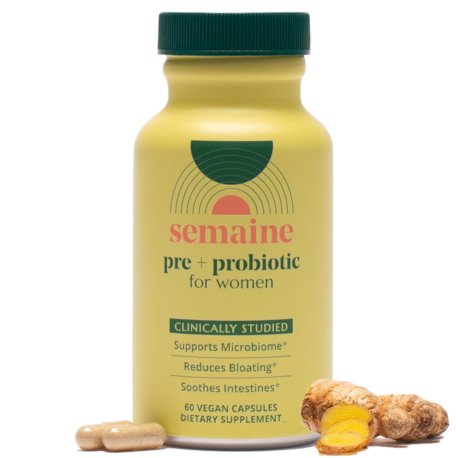 Semaine Super Powered Prebiotic + Probiotic for Women, Effective 3-in-1 Multi-Action Formula to Nourish Gut Health, Soothe IBS, Support Bloat Relief