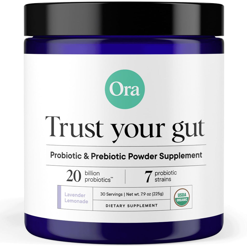 Ora Organic Prebiotic and Probiotic Powder Supplement - 20 Billion Probiotics, 7 Strains for Best Prebiotic Powder, Non-GMO, Probiotics for Women, Men & Kids