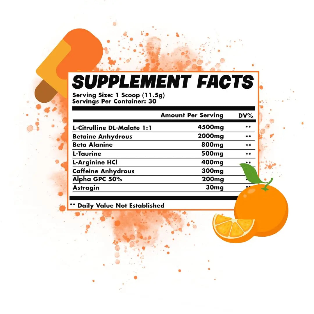 Orange Dreamsicle Pre Workout | The Best Tasting Pre Workout | Intense Increased Endurance Beta Bears Au supplements