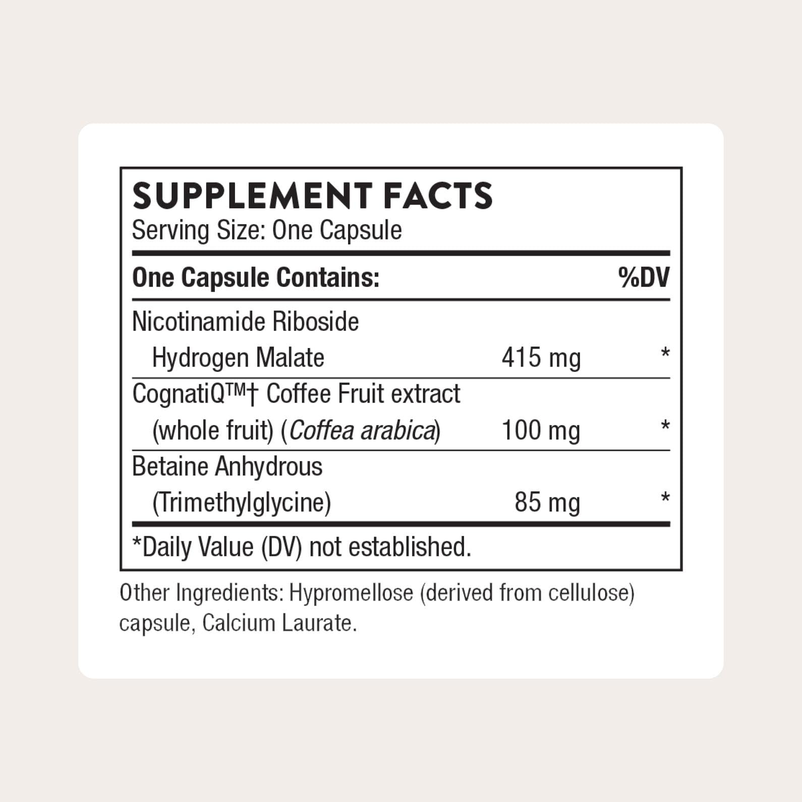 THORNE - Brain Factors - Brain Health Supplement with Nicotinamide Riboside, Coffee Fruit Extract & Betaine Anhydrous - Supports Learning, Memory & Cognition* - 30 Servings THORNE Au supplements