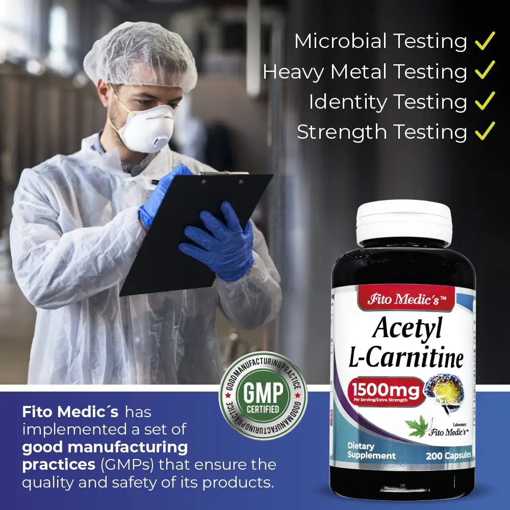 Lab - l carnitine - 1500 mg per Serving, 200 Capsules, l-carnitine - High Potency of - Acetyl FITO MEDIC'S Au supplements