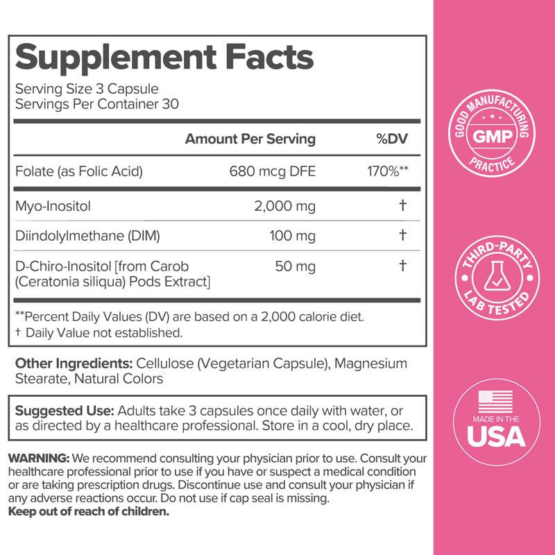 O Positiv FLO Ovarian Health Support - Hormone Balance for Women, Supplement with DIM, Myo & D-Chiro Inositol, Folic Acid - Supports Healthy Ovulation