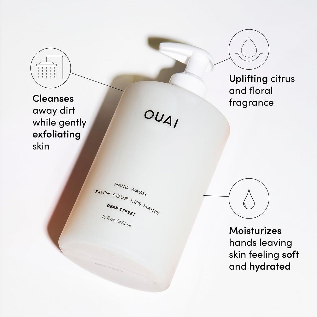 OUAI Hand Wash and Hand Lotion Set, Dean Street Scent - Moisturizes and Exfoliates with Daily Use - Made with Jojoba Esters, Avocado & Rosehip Oils (16 Fl Oz Each) OUAI Au supplements