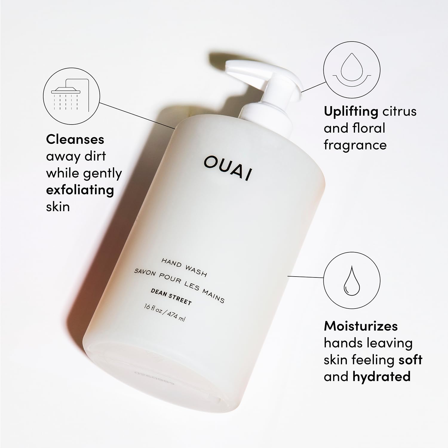 OUAI Hand Wash and Hand Lotion Set, Dean Street Scent - Moisturizes and Exfoliates with Daily Use - Made with Jojoba Esters, Avocado & Rosehip Oils (16 Fl Oz Each) OUAI Au supplements