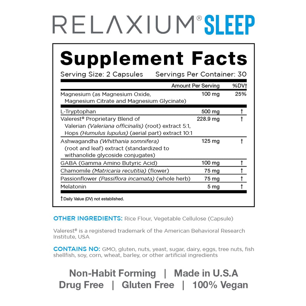 Relaxium Sleep Aid, 30-Day Supply, Dietary Supplement for Better Sleep Relaxium Au supplements