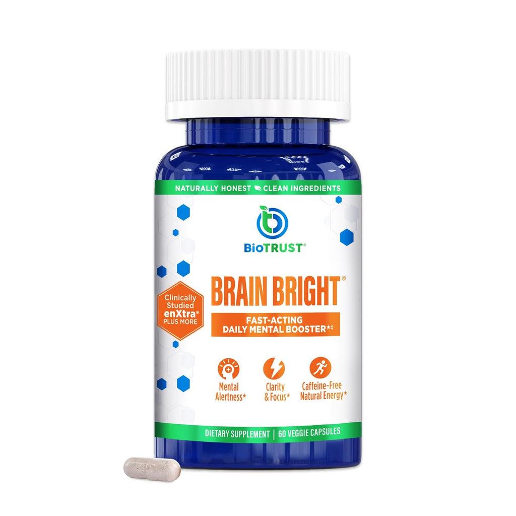 BioTrust Brain Bright – Daily Nootropic Boost for Focus, Concentration, Mental Clarity – Caffeine Free Nootropics Brain Support Supplement – Thai Ginger, Ginkgo, Folate, L-Theanine – 30 Servings BioTrust Au supplements