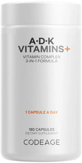 Codeage ADK Vitamins Supplement - Essential Vitamin A, D3 5000 IU, K1 & K2 (MK4 & MK7) - 6-Month Supply - 1 Capsule per Serving Codeage Au supplements