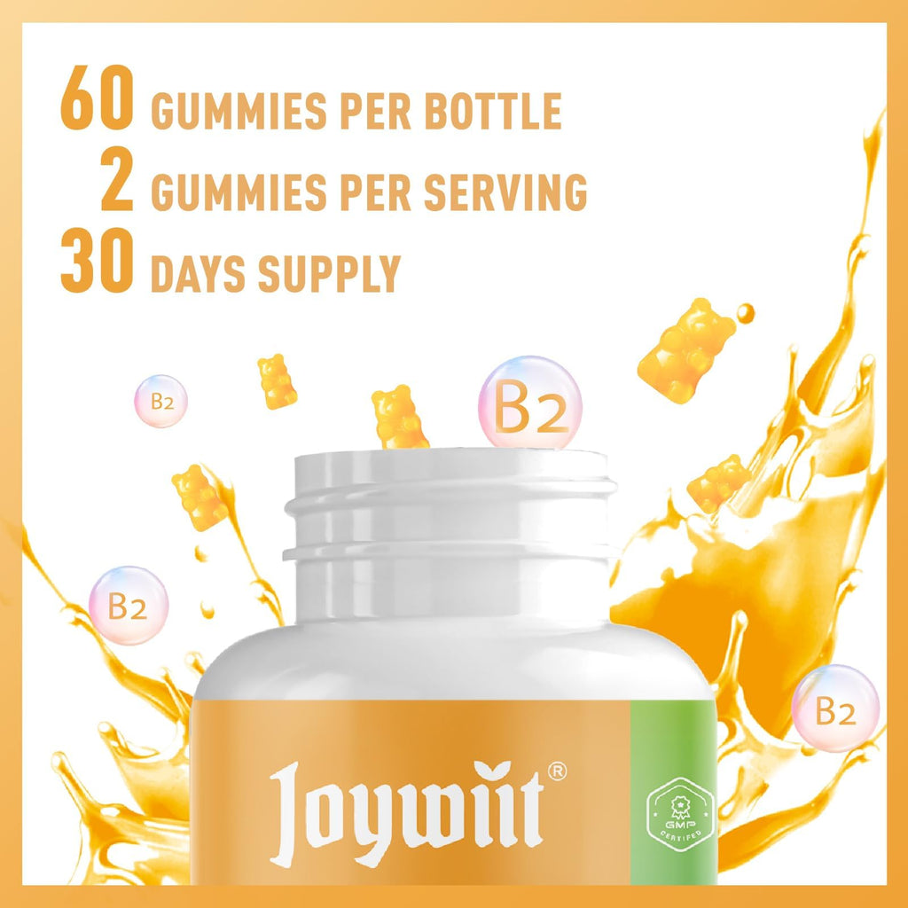 Joywiit Vitamin B2 Gummies | Riboflavin 400mg | B2 Vitamin 400mg Chewable for Adults and Kids, Migraine Relief & Energy and Nervous System Support