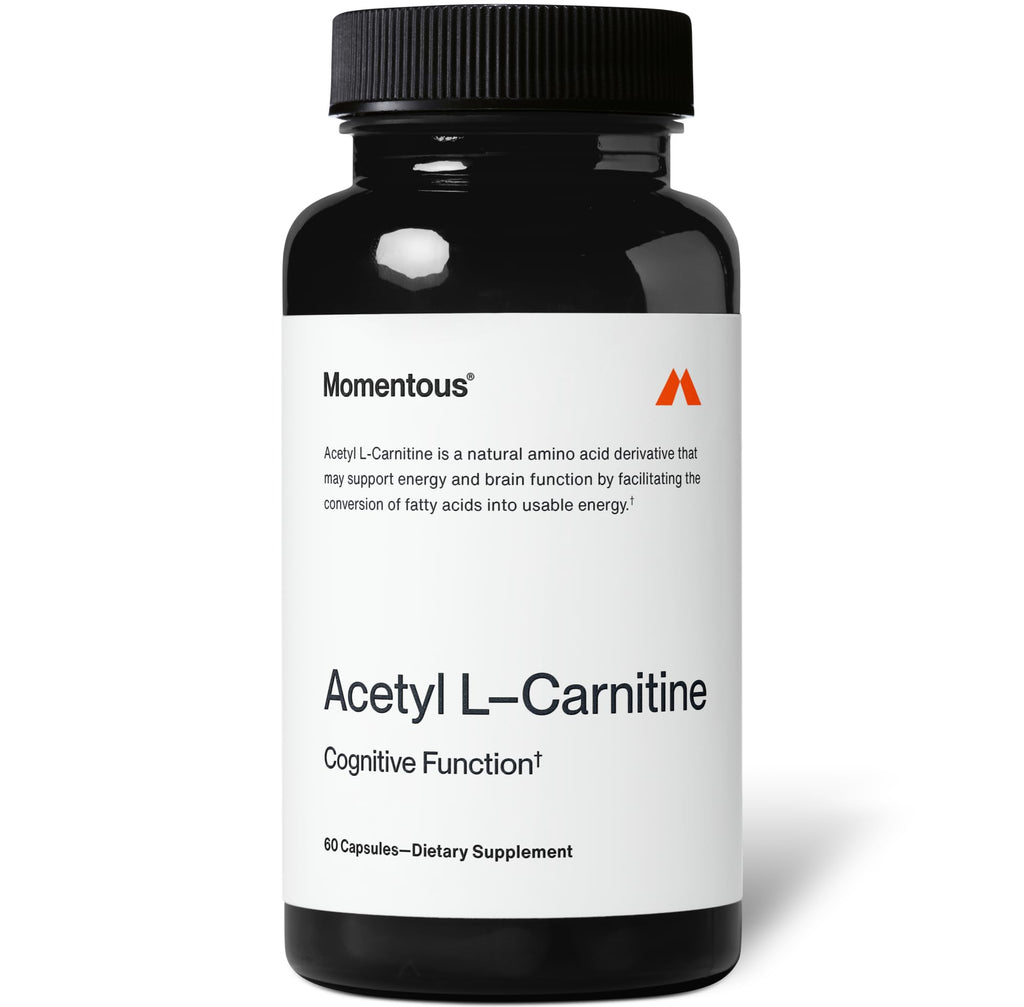 Momentous Acetyl L-Carnitine, Brain Function & Cognitive Support Supplement, Boosts Mental Clarity & Energy Production, NSF Certified for Sport, 500 mg, 60 Servings Momentous Au supplements