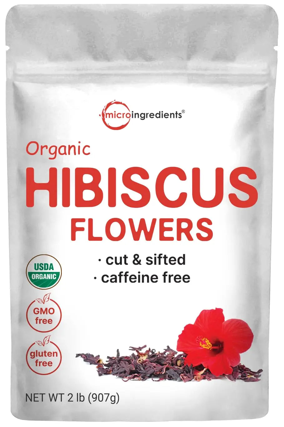 Organic Hibiscus Flowers, 2lbs | Flor de Jamaica, Loose Leaf Flower Source Micro Ingredients Au supplements