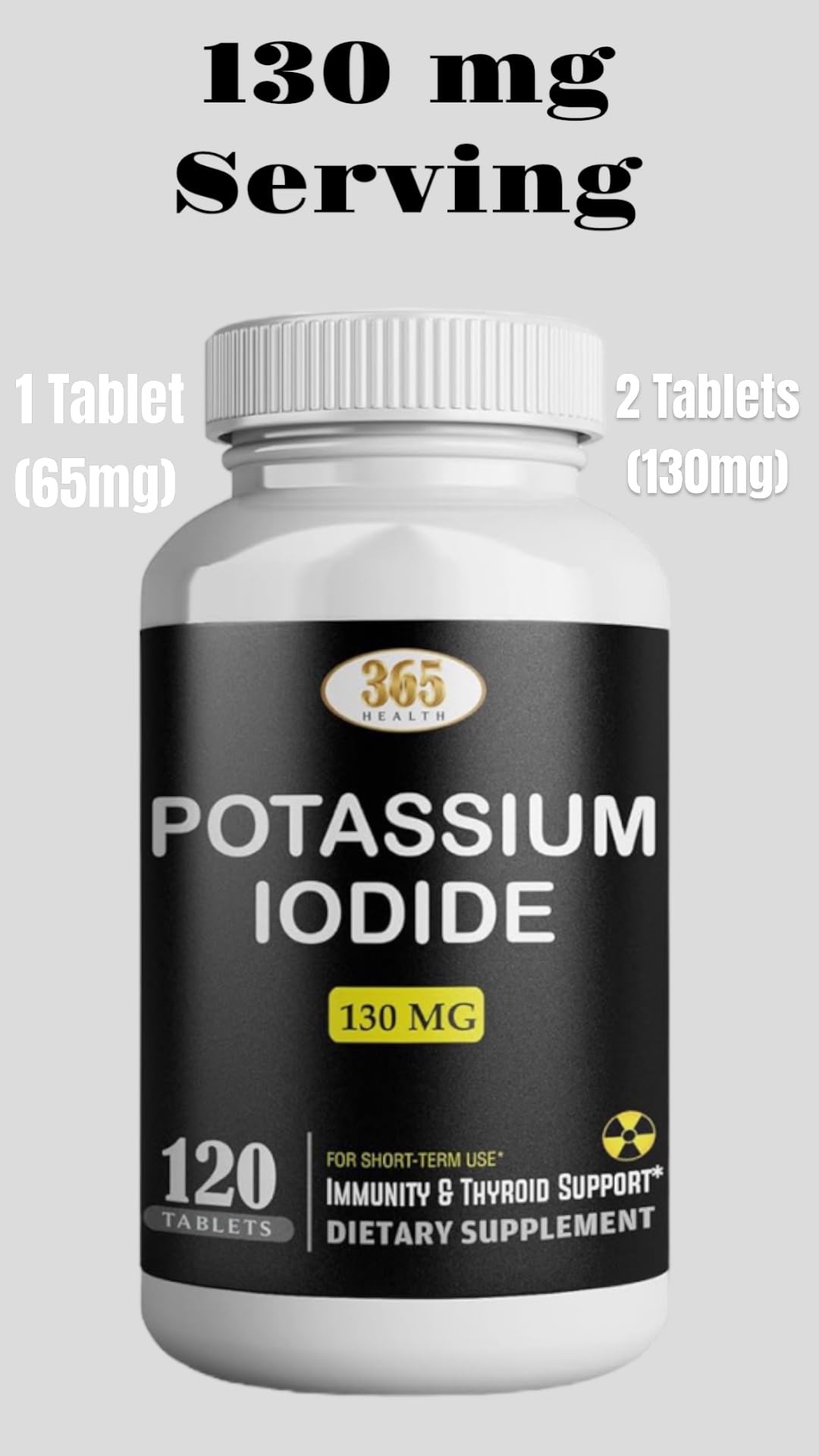 Potassium Iodide130 mg - KI Tablets- Potassium130 mg - USA Made Potassium Iodine Pills YODO Naciente