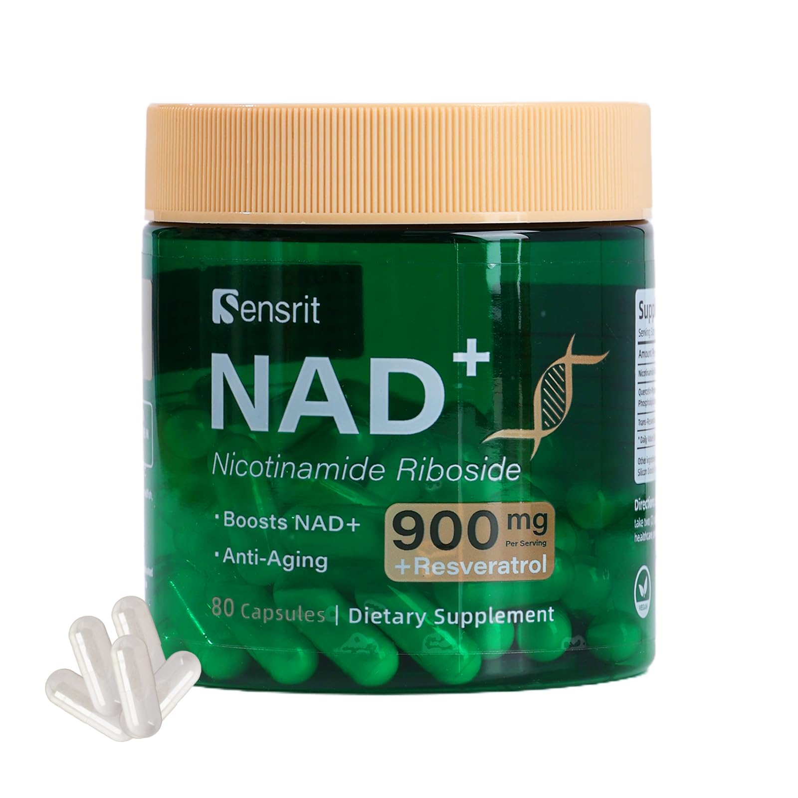 Sensrit NAD+ Supplement with Nicotinamide Riboside & Resveratrol | Cellular Energy & Mental Clarity Support | 40 Servings | Vegan, Non-GMO, Gluten Free Sensrit Au supplements