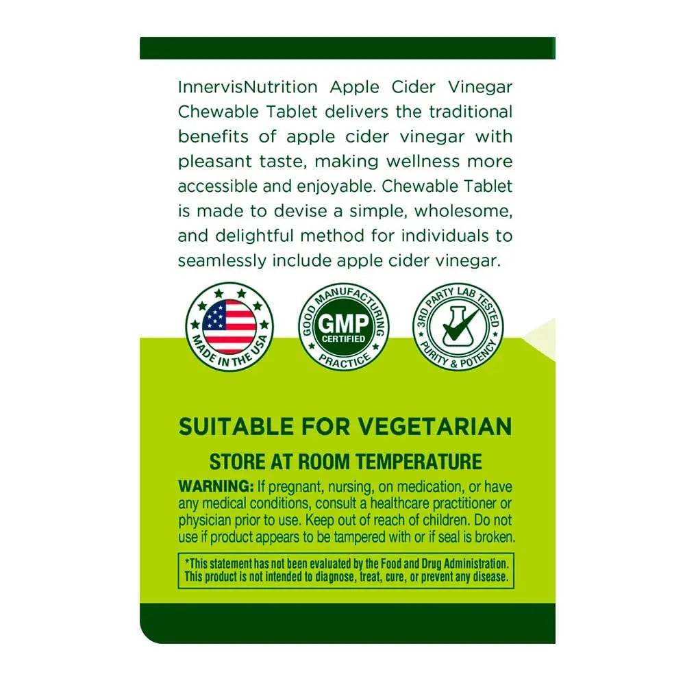 INNERVISNUTRITION Apple Cider Vinegar 120 Chewable Tablets Healthy Heart Immune INNERVISNUTRITION Au supplements