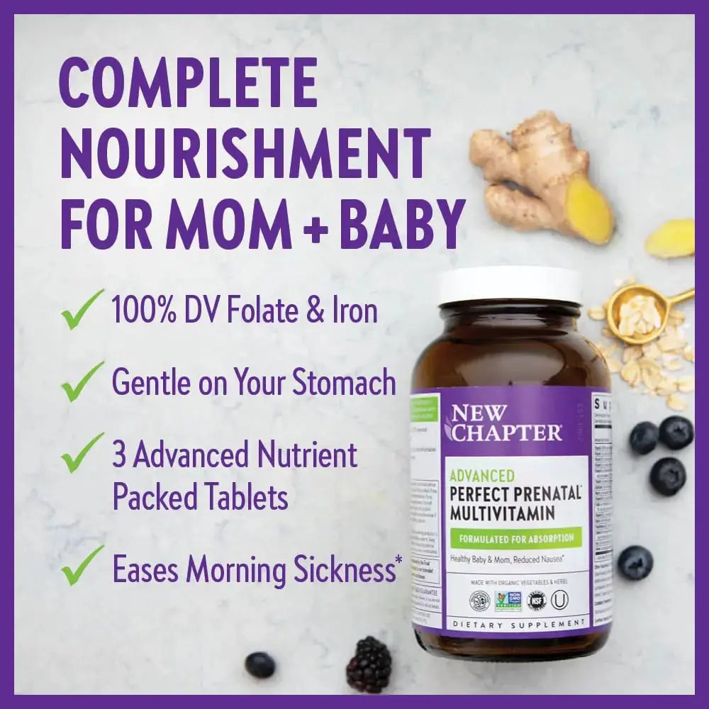 New Chapter Perfect Prenatal Vitamins, Organic Prenatal Vitamins, Non-GMO Ingredients for Healthy Baby & Mom - Folate (Methylfolate), Iron, Vitamin D3 New Chapter Au supplements