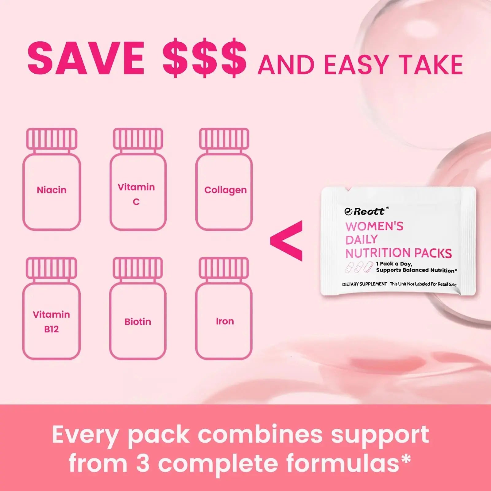 Women's Daily Vitamin Packs with Collagen Peptide, PQQ, 4-IN-1 Multivitamins For Women Health Supports Immune Health, Skin, Brain REOTT Au supplements