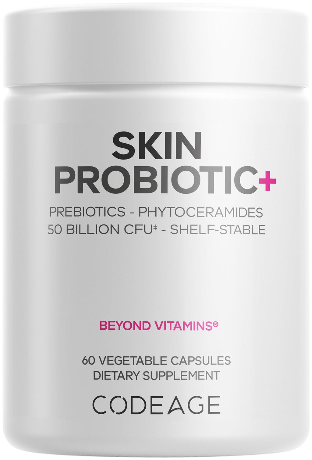 Codeage Skin Probiotics + Prebiotics - Skin Care Routine Supplement - 50 Billion CFU - Ayurvedic Botanical Herbs - Face Probiotics - Shelf Stable Cleanser, Non-GMO, Vegan - 60 Capsules Codeage Au supplements