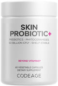 Codeage Skin Probiotics + Prebiotics - Skin Care Routine Supplement - 50 Billion CFU - Ayurvedic Botanical Herbs - Face Probiotics - Shelf Stable Cleanser, Non-GMO, Vegan - 60 Capsules Codeage Au supplements