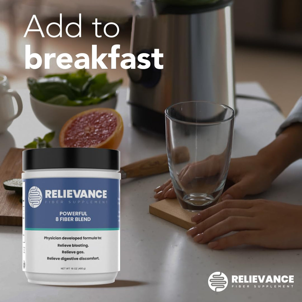 Relievance Fiber Supplement Two-Pack, Clean Formula - Bloating & Gas Relief Fiber Supplement – 8-Fiber Blend for Digestive Health, Doctor Developed,