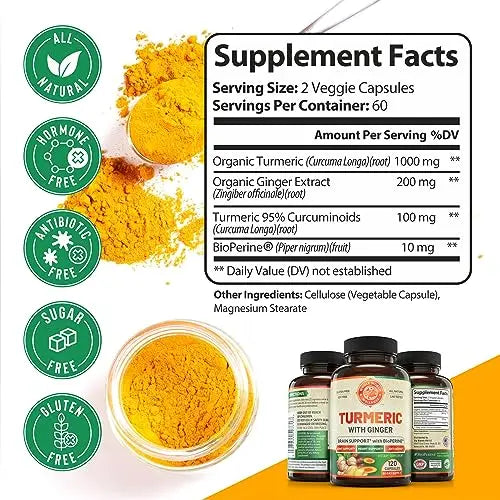Organic Turmeric Curcumin with Ginger and Black Pepper for Max Absorption WHOLE WORLD WELLNESS Au supplements
