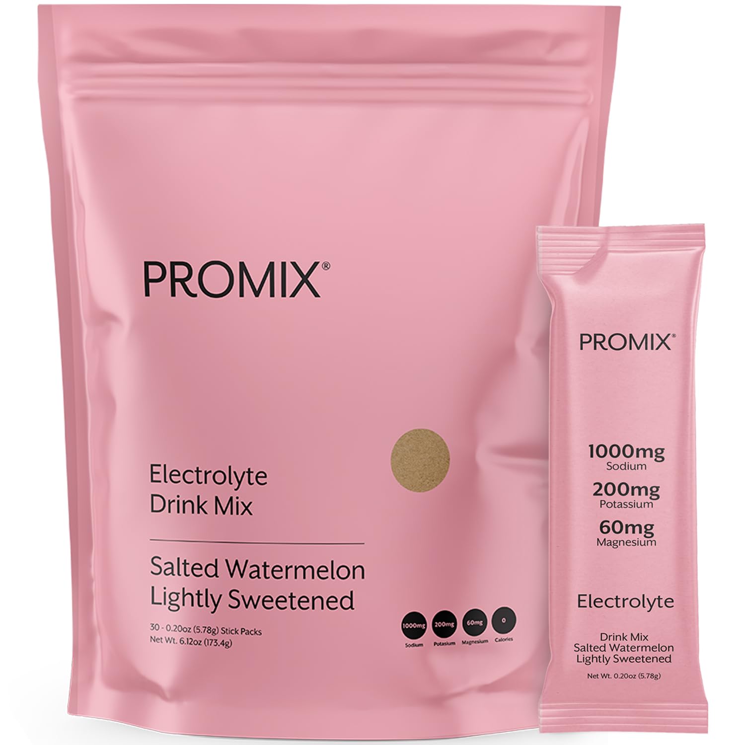 ProMix Nutrition Electrolytes Powder Hydration Packets - Himalayan Pink Salt, Magnesium, Potassium, Vitamin C - Salted Watermelon,