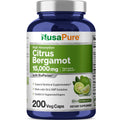 NusaPure Citrus Bergamot Capsules 15,000mg, 200 Capsules - 25:1 Bergamot Extract - 200 Servings, Bioperine, Vegan, Non-GMO NusaPure Au supplements