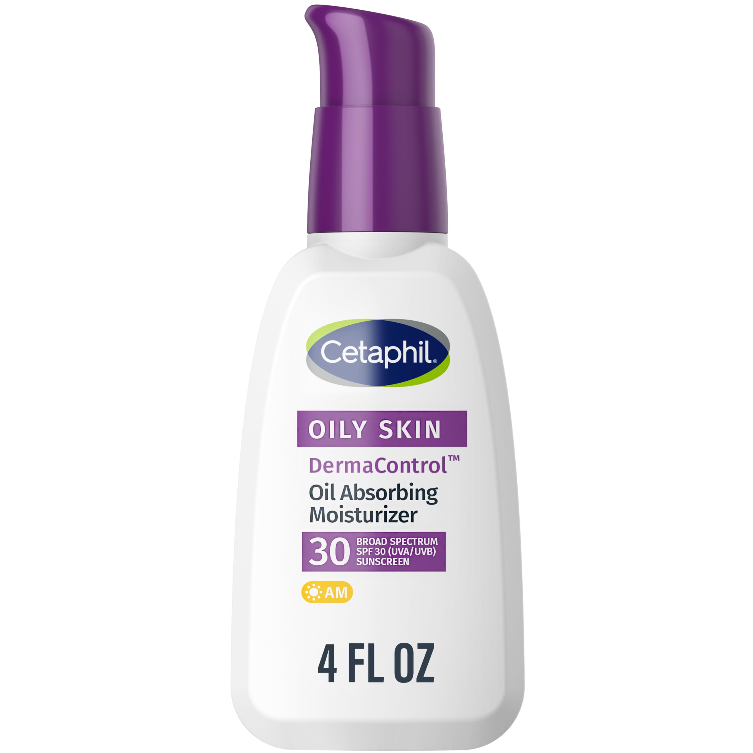 Cetaphil DermaControl Oil Absorbing Moisturizer with SPF 30, For Sensitive, Oily Skin, 4 Fl oz, Absorbs Oil