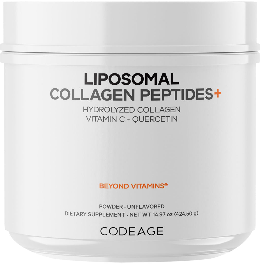 Codeage Liposomal Collagen Peptides Powder + Vitamin C & Quercetin, Phospholipid Complex, Grass-Fed Pasture-Raised Hydrolyzed Collagen Type I & III Supplement All-in-One, Non-GMO, 14.97 oz Codeage Au supplements