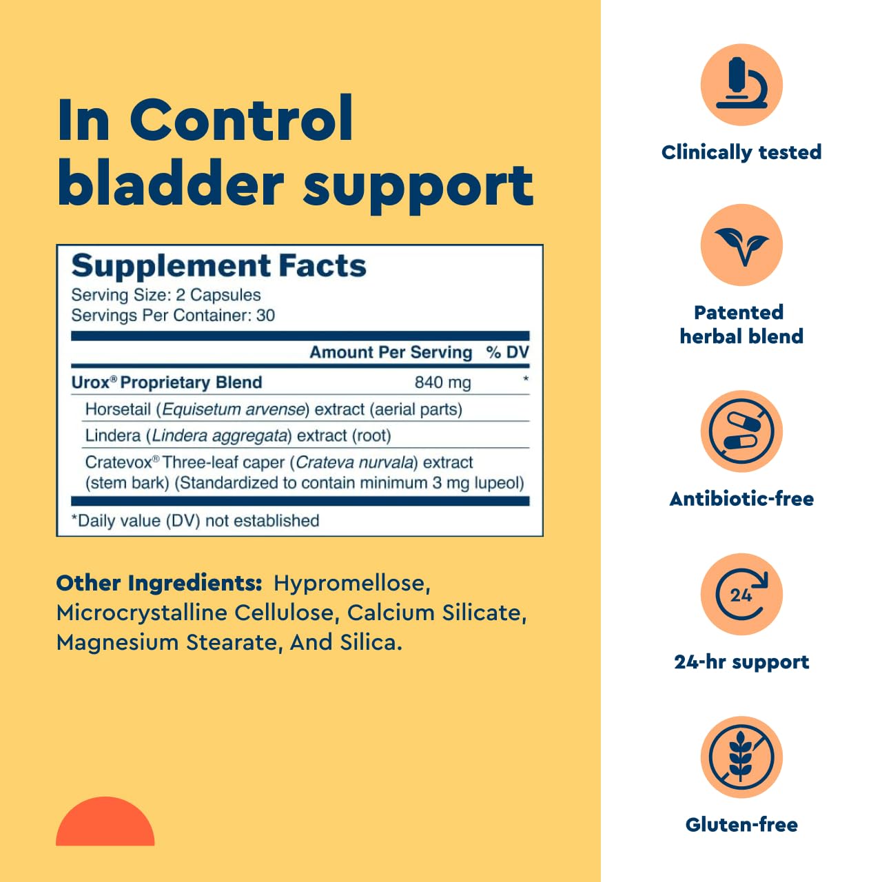 Uqora in Control Bladder Support - Daily Bladder Care & Support for Urinary Comfort - Made with botanicals, Like Horsetail & Spicebush - Gluten-Free & Vegetarian - 60 Capsules Uqora Au supplements