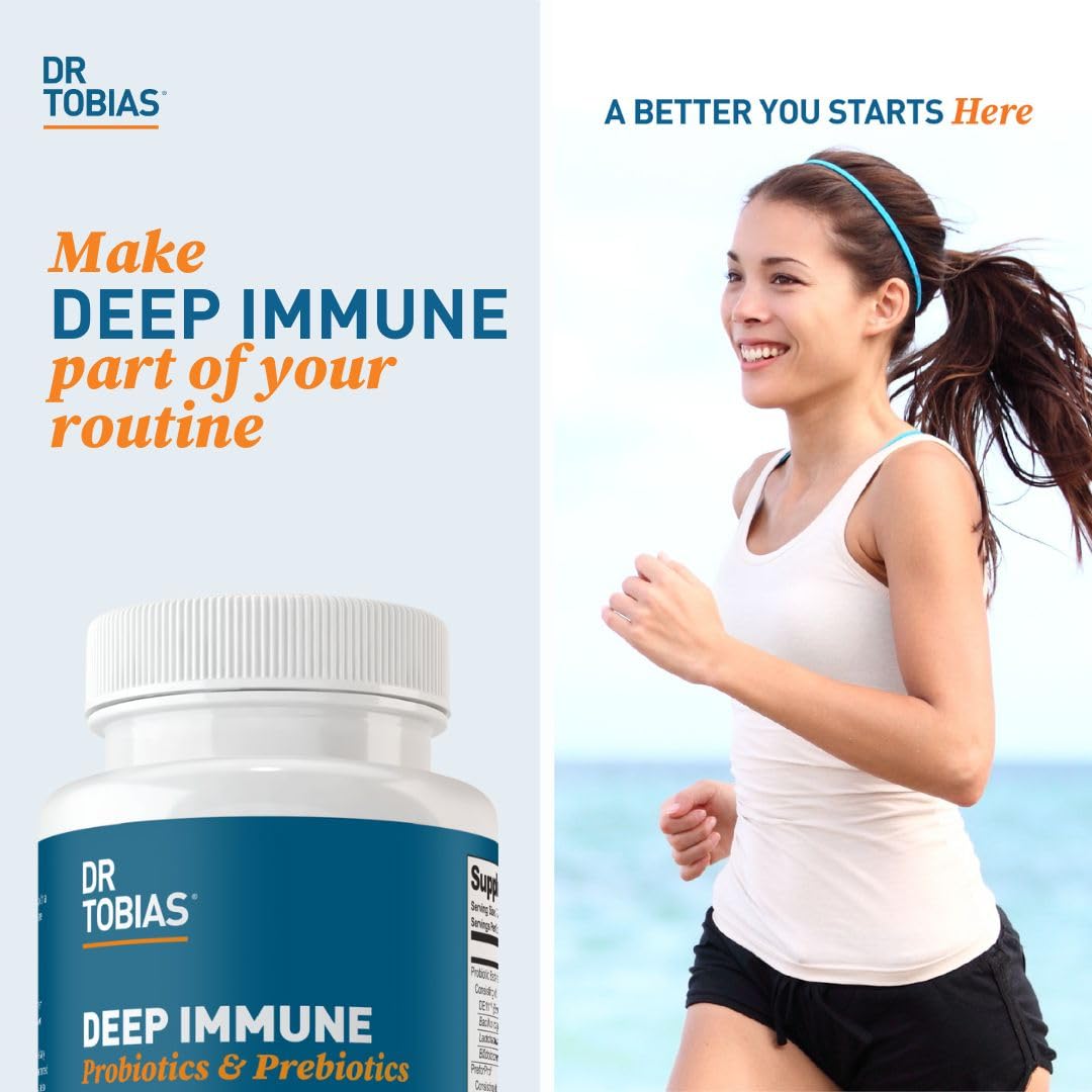 Dr. Tobias Deep Immune Probiotics & Prebiotics - Dual Action Digestion & Immune Support with PreforPro Prebiotics & Spore Forming Probiotics for Women & Men - 120 Capsules (60 Servings) Dr. Tobias Au supplements