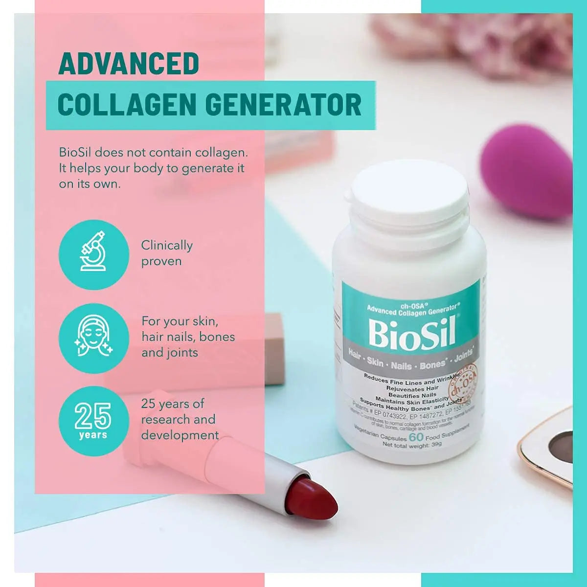 Advanced Collagen Generator with Vitamin C, BIOSIL Supplement for Women - Supports Healthy Hair BioSil Au supplements