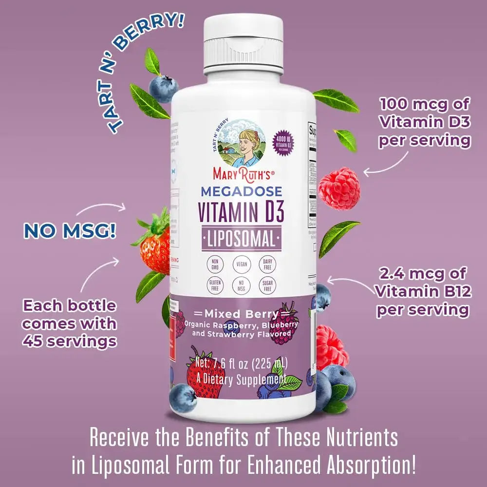 MaryRuth Organics Kids Multivitamin Liposomal (Strawberry Cherry & Vanilla) & Vitamin D3 Liposomal (Mixed Berry) Clean Label Project Verified MARYRUTH'S Au supplements
