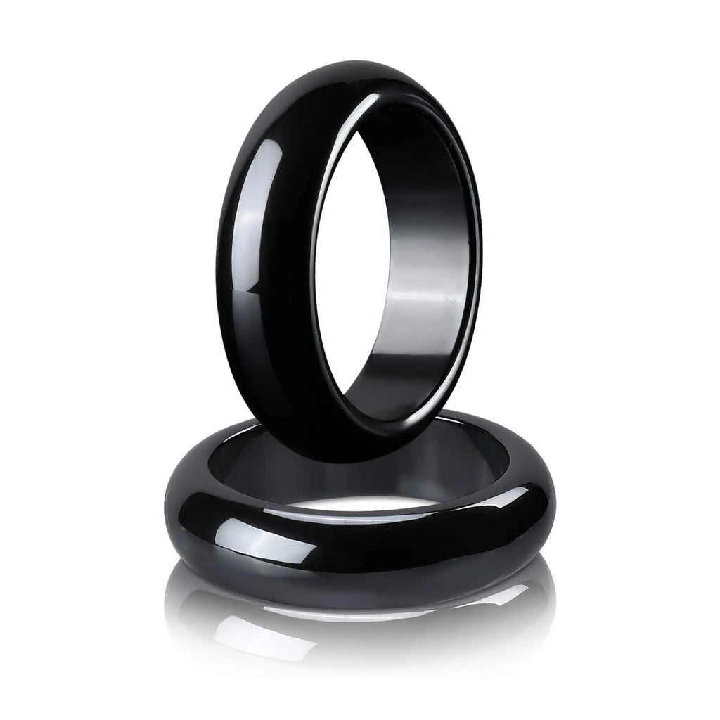 2PCS Genuine Hematite Ring for Women Men Unisex, Black Hematite Stone Ring Anxiety Balance Yhluck Au supplements