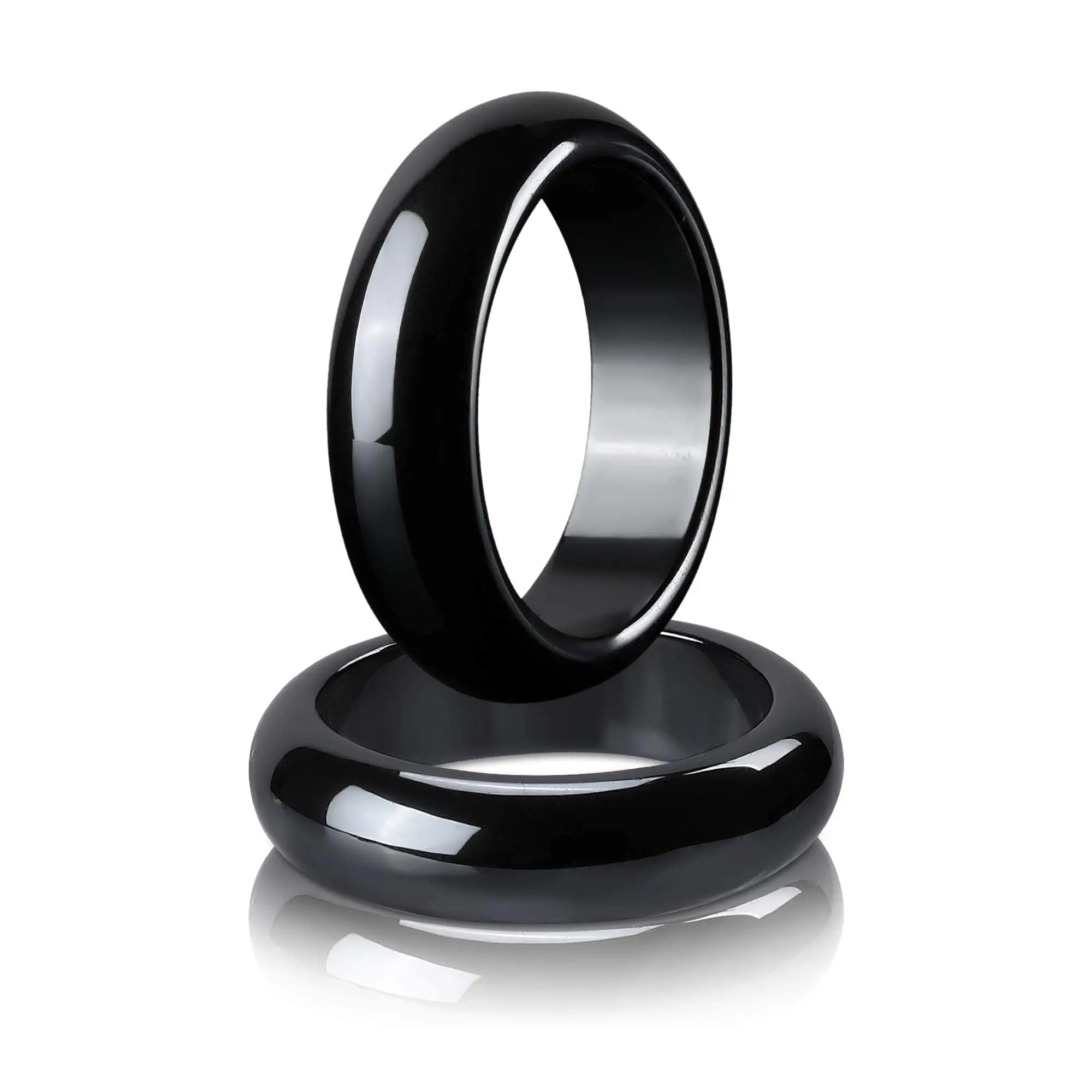 2PCS Genuine Hematite Ring for Women Men Unisex, Black Hematite Stone Ring Anxiety Balance Yhluck Au supplements