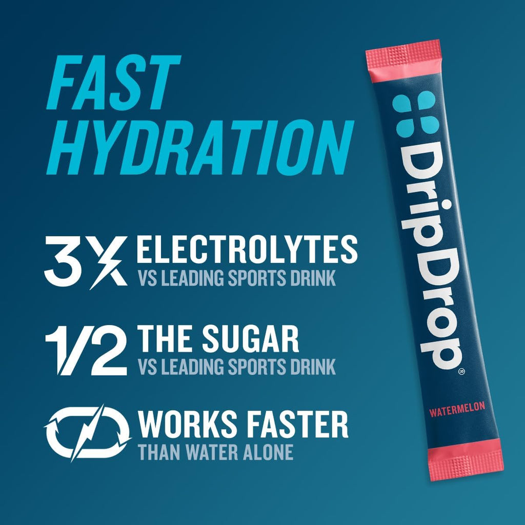 DripDrop Hydration Packets - Bold Variety Pack - Single Serve Electrolytes Powder Drink Mix - Watermelon, Berry, Lemon, Orange